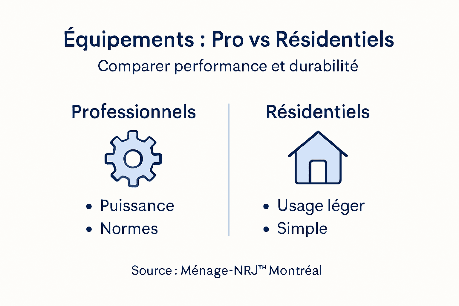 Comparatif visuel entre matériel professionnel et équipement grand public