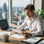 Un dirigeant d’entreprise en train d’étudier un contrat de franchise