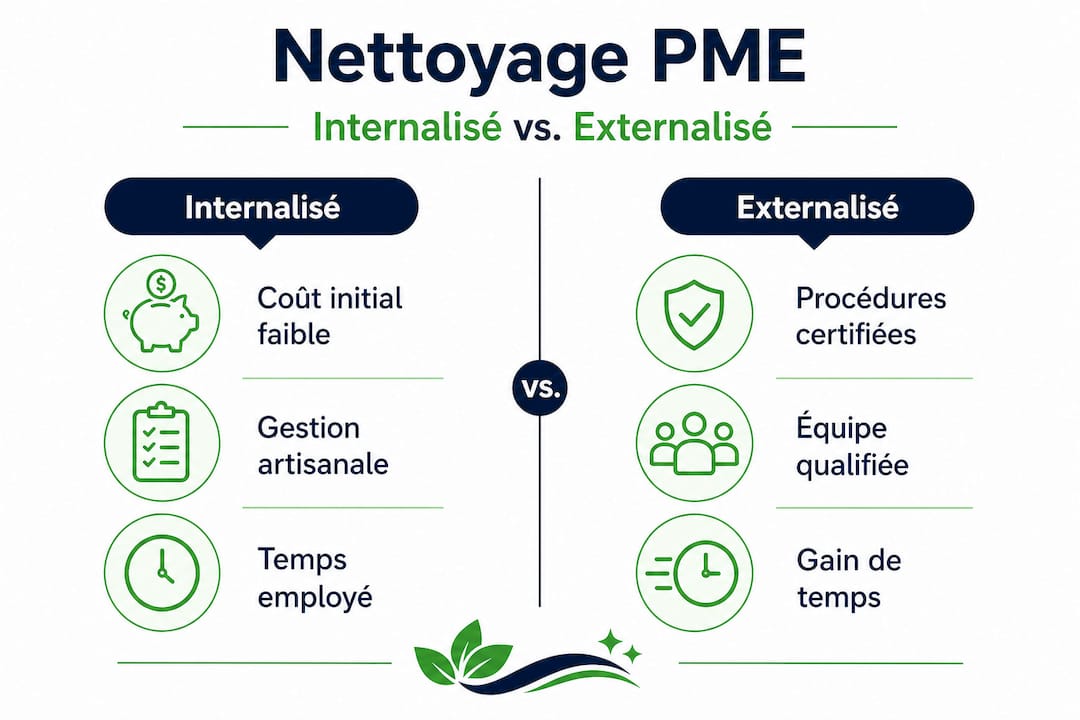 Infographie : le match entre nettoyage en interne et prestation externalisée