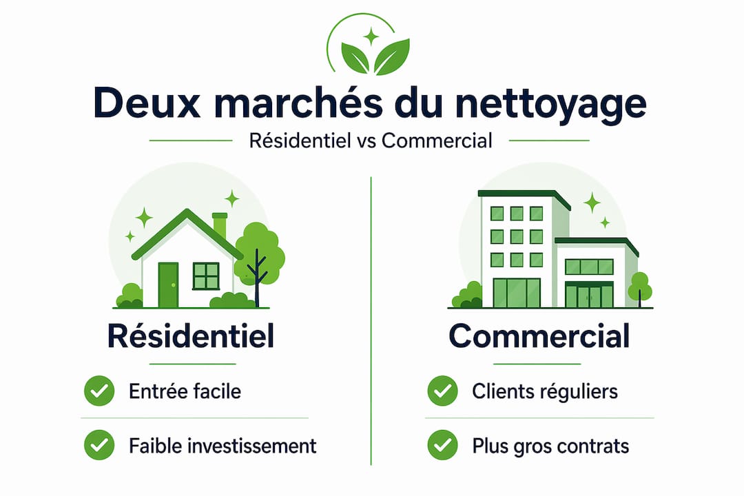 Infographie : les différences clés entre le nettoyage à domicile et le nettoyage professionnel